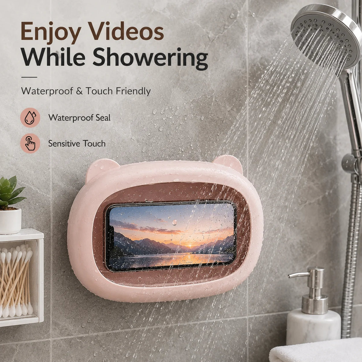 Waterproof Shower Phone Holder – Wall Mount Touch Screen Case