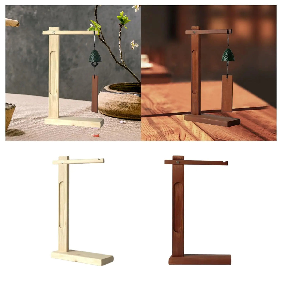 Wooden Wind Chime Stand | Tabletop Hanging Ornament Rack