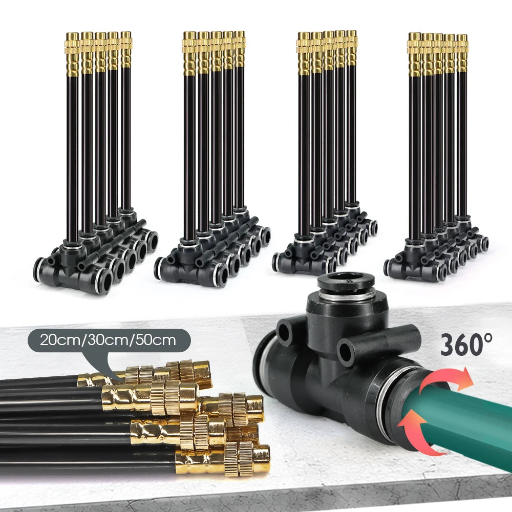 Flexible Misting Nozzle Set – Brass Atomization Spray 20/30/50cm