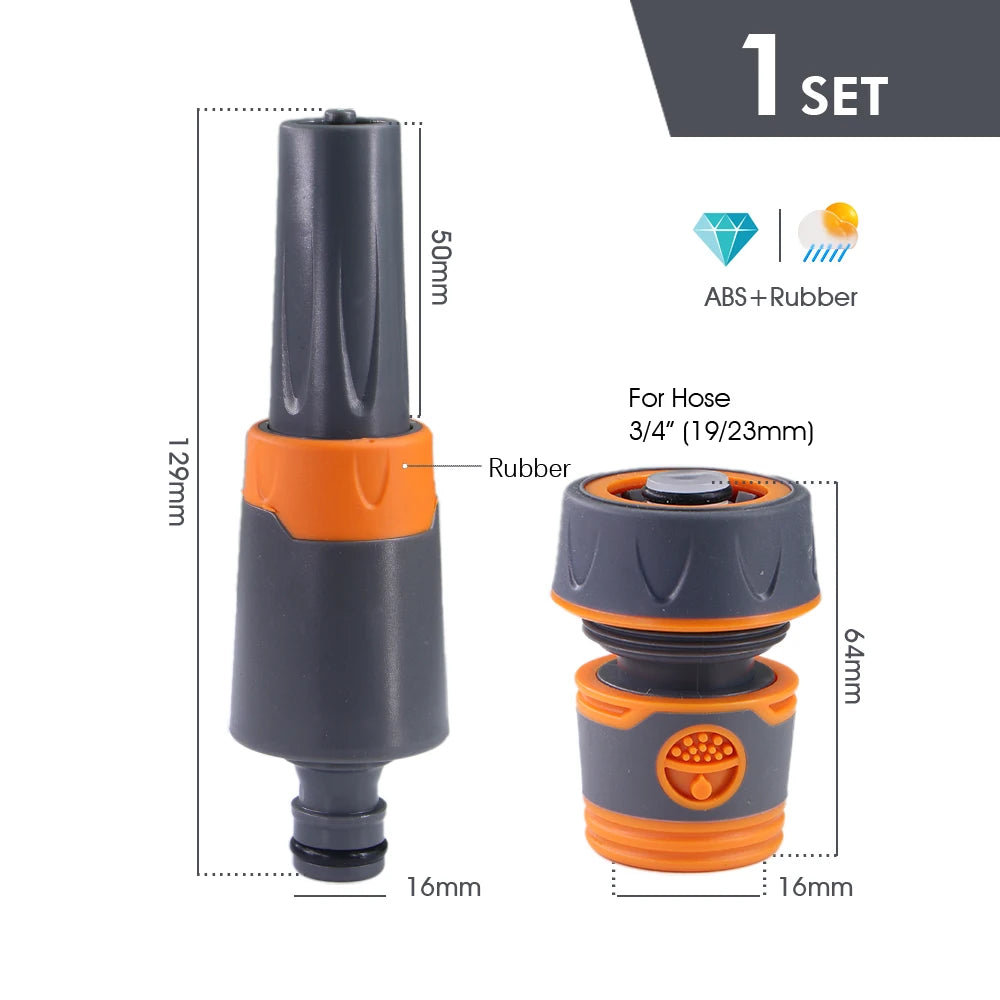 Quick Connect Garden Hose Nozzle Set 3/8" 1/2" 3/4"