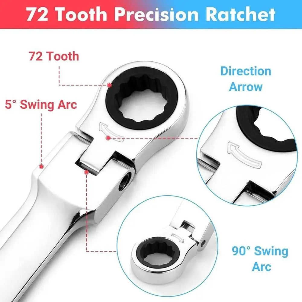 Dual Head 72-Tooth Ratchet Wrench Quick Release Spanner