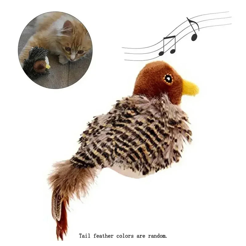 Electric Bird-Chirping Plush Cat Toy – Feather Teaser