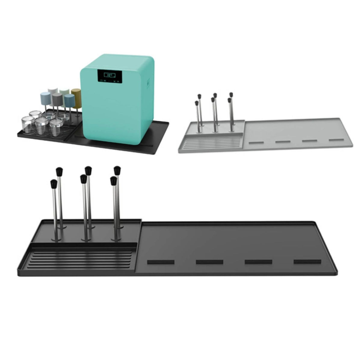 Silicone Mini Fridge Mat – Spill Tray with Cup Holders