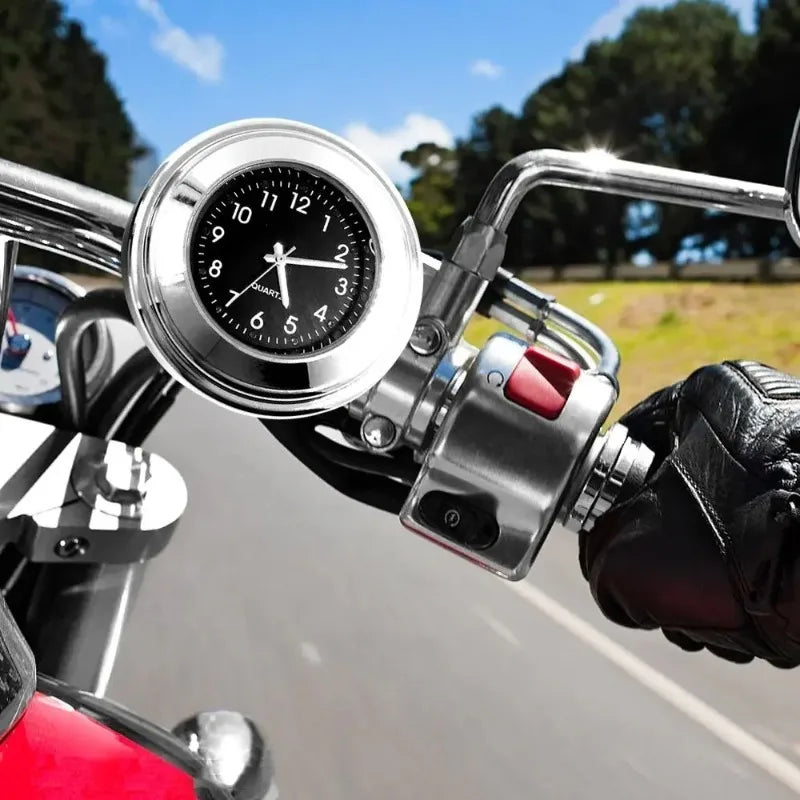 Motorcycle Handlebar Clock & Thermometer – Aluminum 22-25mm