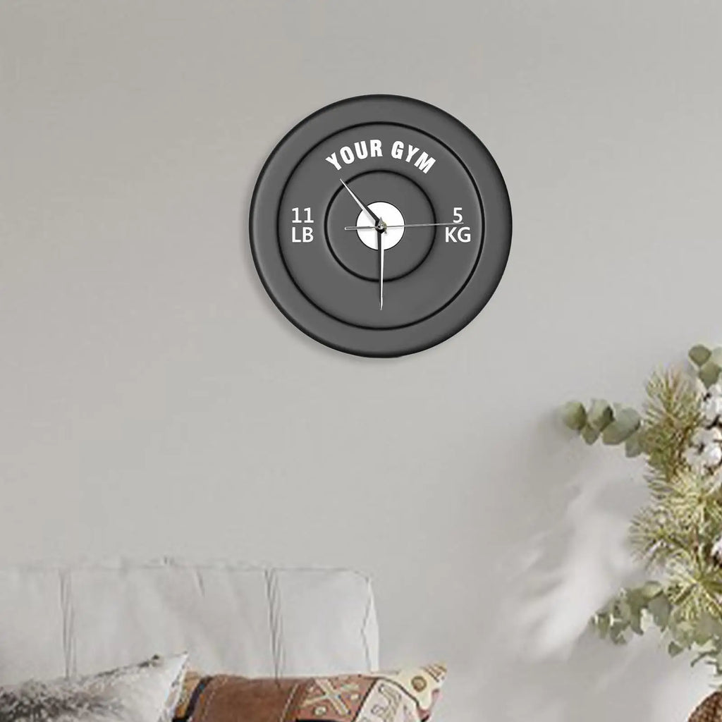 Silent Barbell Gym Wall Clock 30cm – Fitness Room Decor