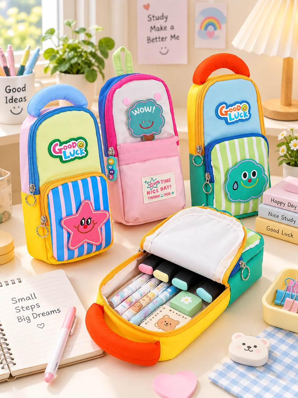 Cute Star Backpack Pencil Case – Large Capacity Kids Pouch