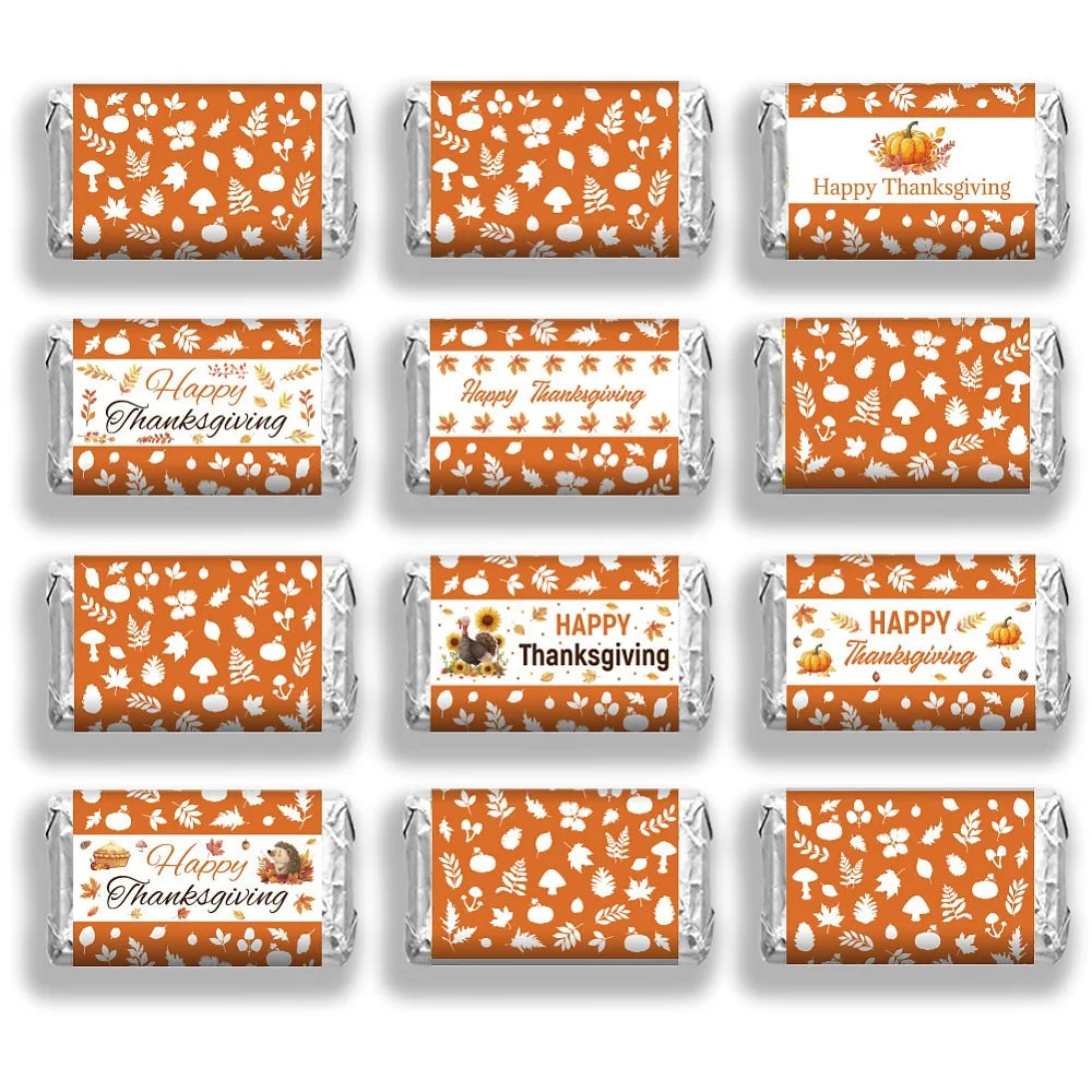 Thanksgiving Mini Candy Bar Wrapper Stickers – 20-Pack Party