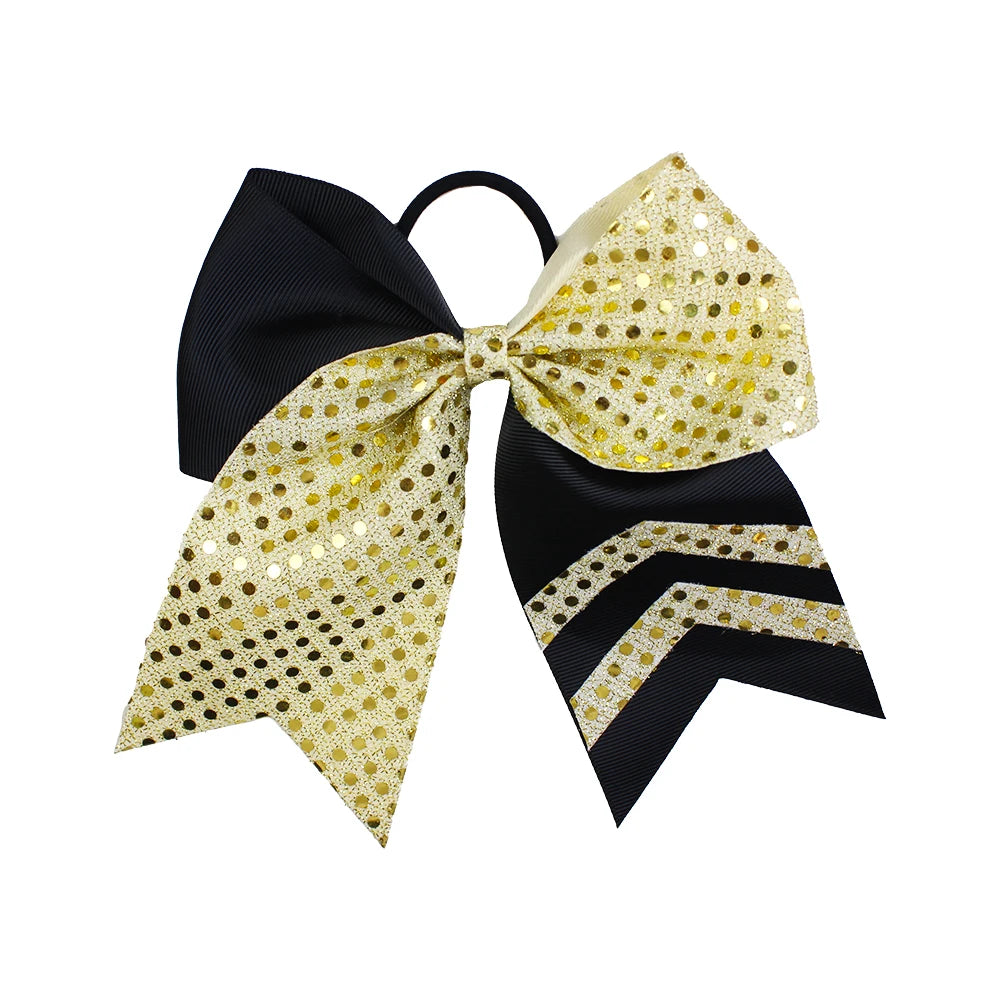 20-Pack 8" Glitter Cheer Bow Ponytail Hairbands | Handmade