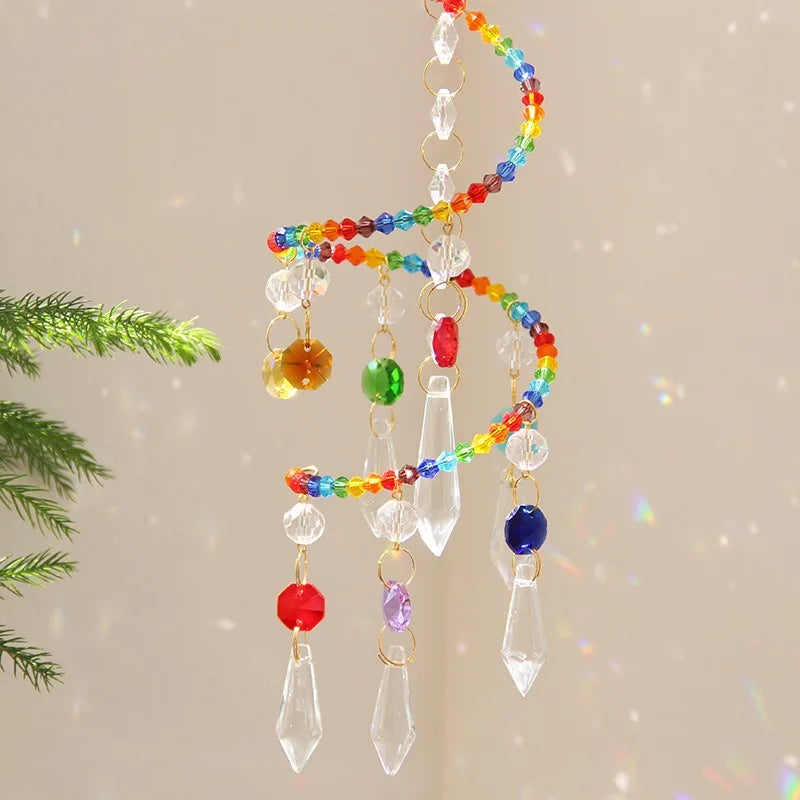 Spiral Crystal Sun Catcher – Colorful Rainbow Prism Decor