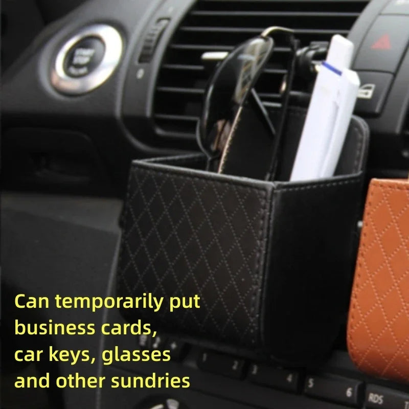 Car Air Vent PU Leather Organizer Box – Keys & Sunglasses