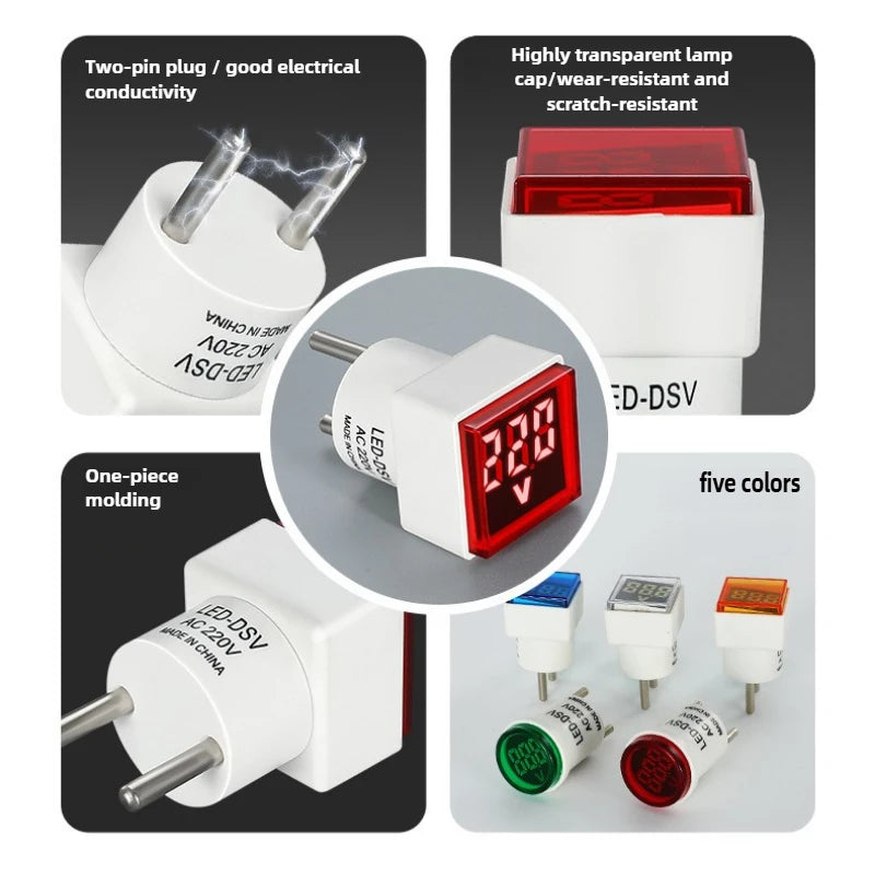 Digital AC Voltmeter EU Plug | LED Display 100–500V