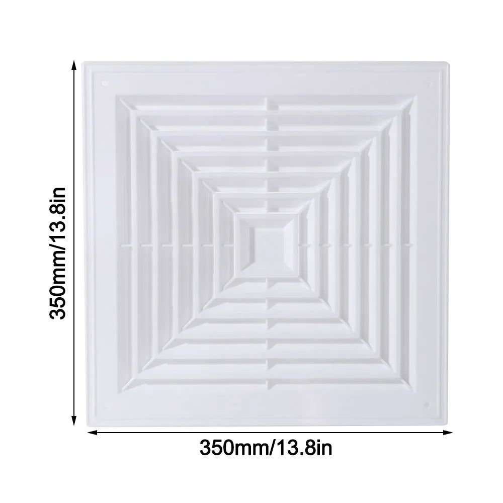White Square Air Vent Grille – Silent Ceiling Ventilation Cover