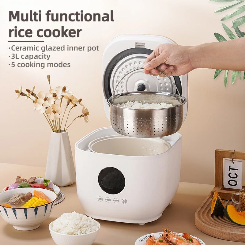 SMVP 3L Ceramic Non-Stick Rice Cooker with Timer & LCD