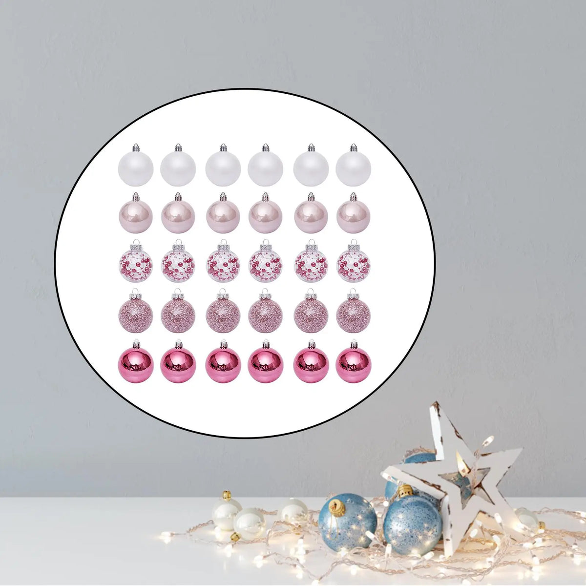 30-Piece Shatterproof Christmas Ball Ornaments – Glitter Set