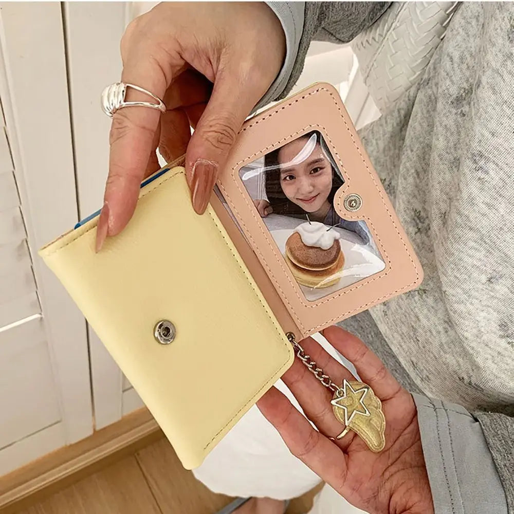Y2K Tri-Fold PU Wallet – Star Dot Coin Purse & Card Holder