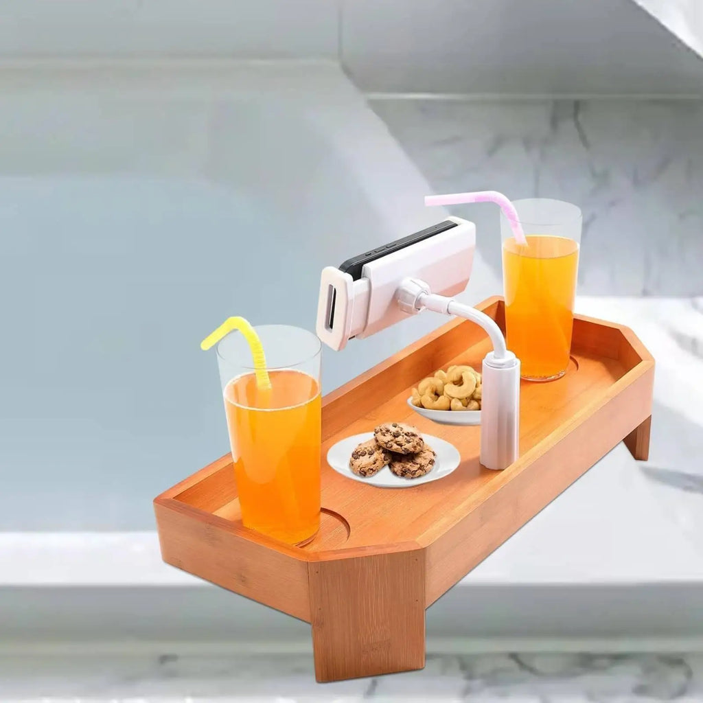 Bath Pillow & Bamboo Bathtub Tray Set – Non-Slip Spa Kit