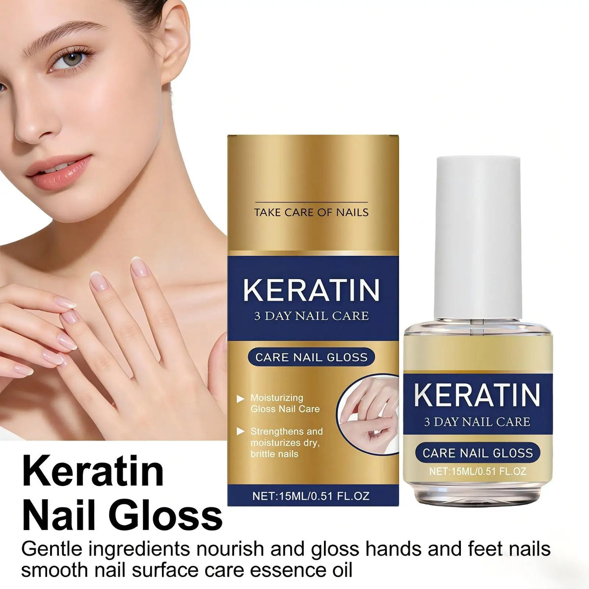 Keratin Nail Gloss – 3-Day Nail Strengthening Treatment 15ml