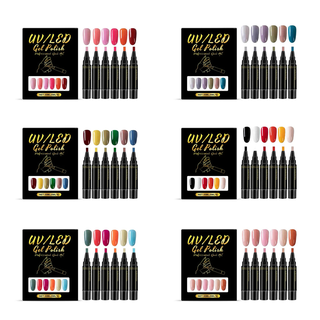 6-Piece Nail Gel Polish Set – DIY Nail Art Manicure Kit 5ml