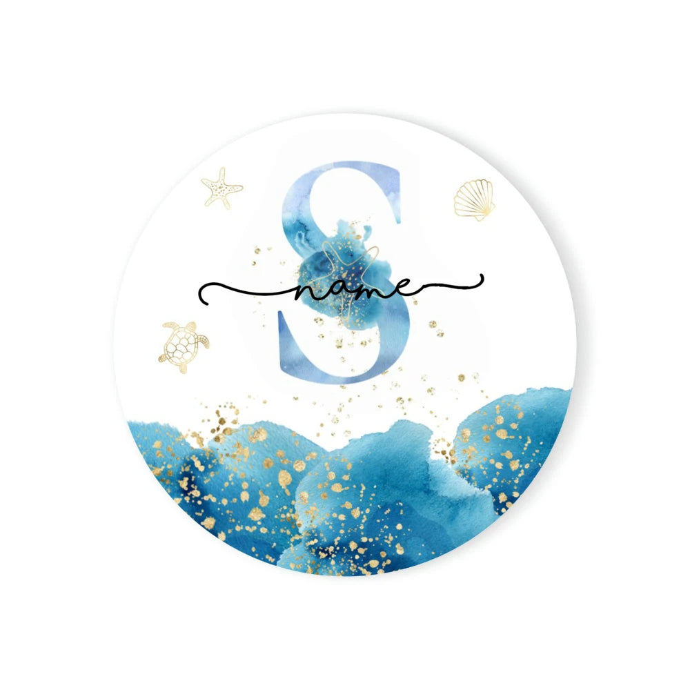 Personalized Ceramic Coaster – Custom Name & Ocean Design Gift