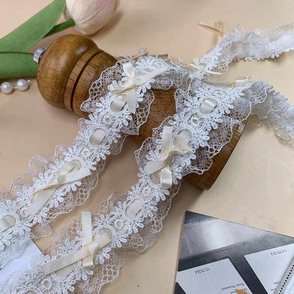 1 Yard Pleated Bow Lace Trim Ribbon – Sewing & Wedding Décor