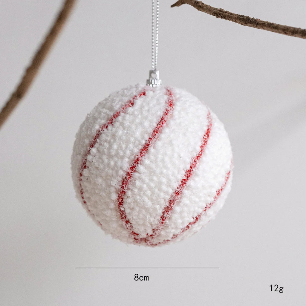 White Foam Christmas Ball Ornament 8cm | Glitter Snowball Decor