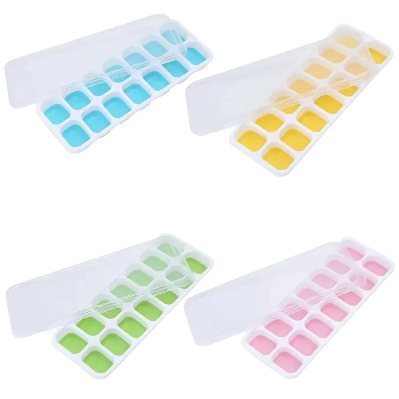 Silicone Ice Cube Tray 14-Grid with Lid | BPA-Free Ice Maker