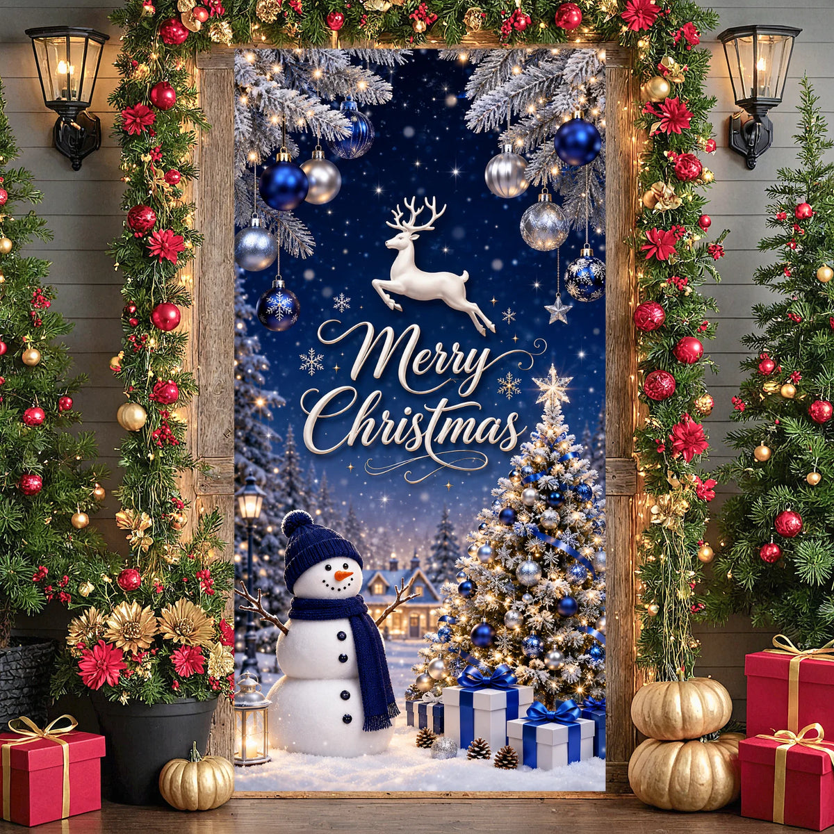 Christmas Snowman Photo Backdrop Banner 180×90cm | Holiday