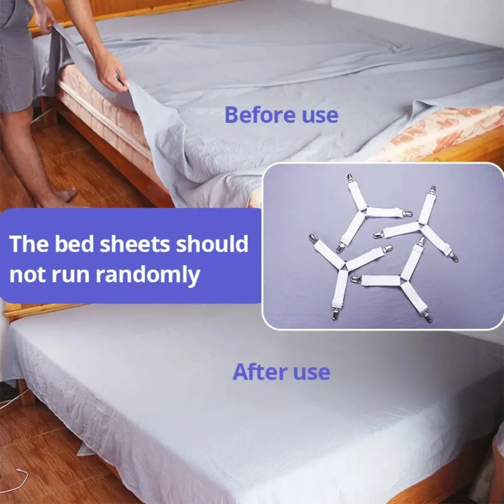 Adjustable Bed Sheet Fasteners – Elastic Fitted Sheet Clips 4–8 Pc