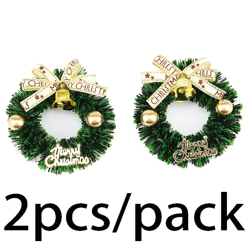 Mini Christmas Wreath Bell Pendants – 2 Pack, 55mm Ornaments
