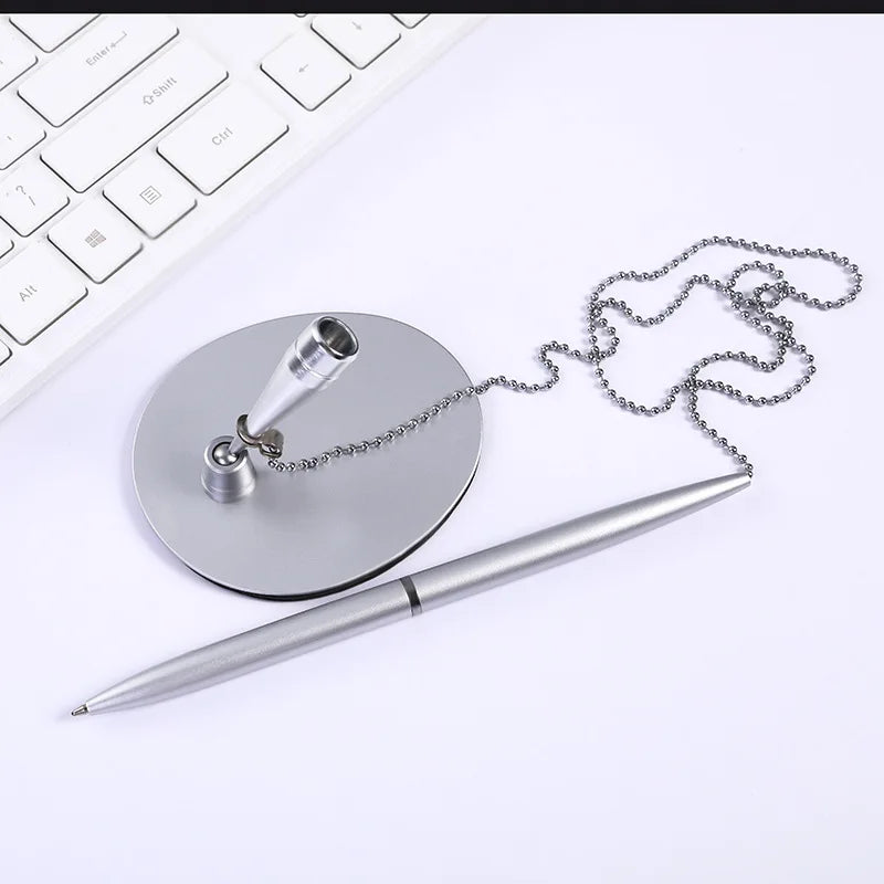 Metal Chain Counter Pen – Desk Signature Pen for Bank & Office