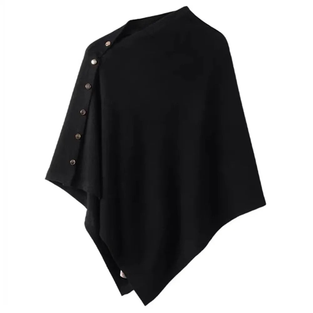 Women's Cashmere Pashmina Shawl Wrap Poncho – Button Knit Scarf
