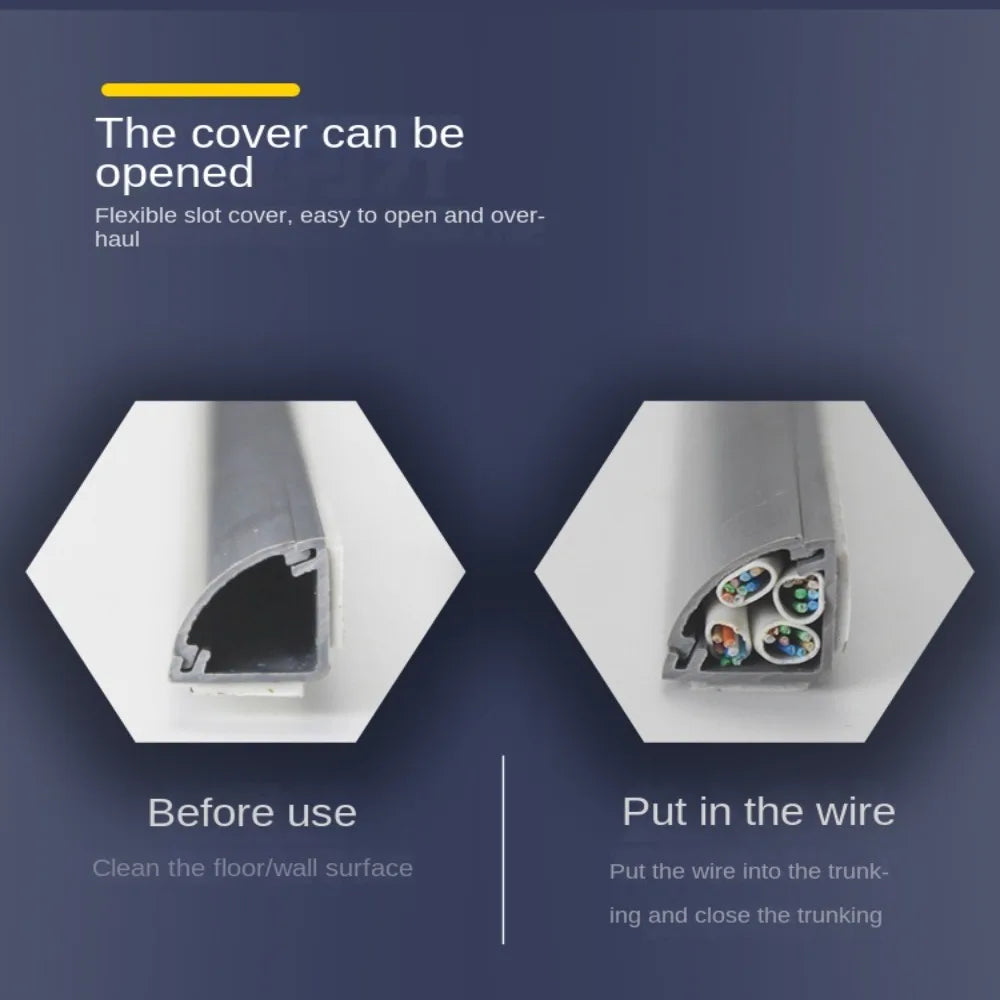 Self-Adhesive Triangle Floor Cord Cover – PVC Wire Protector