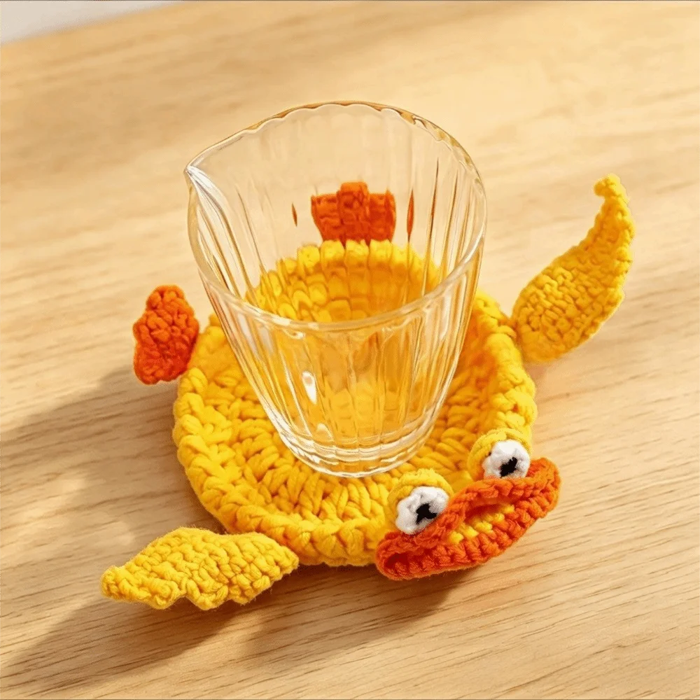 Handmade Crochet Animal Coaster – Knitted Cotton Drink Mat