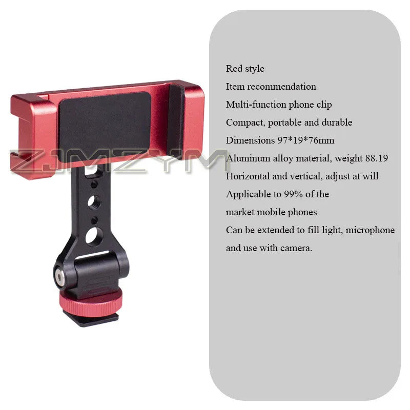 360° Rotating Phone Clip Tripod Mount | 2 Cold Shoes