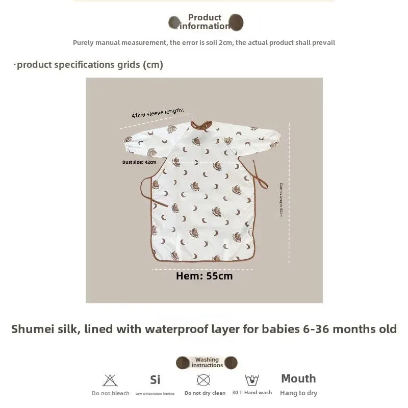 Waterproof Long Sleeve Baby Bib Smock for Toddlers 1–3Y