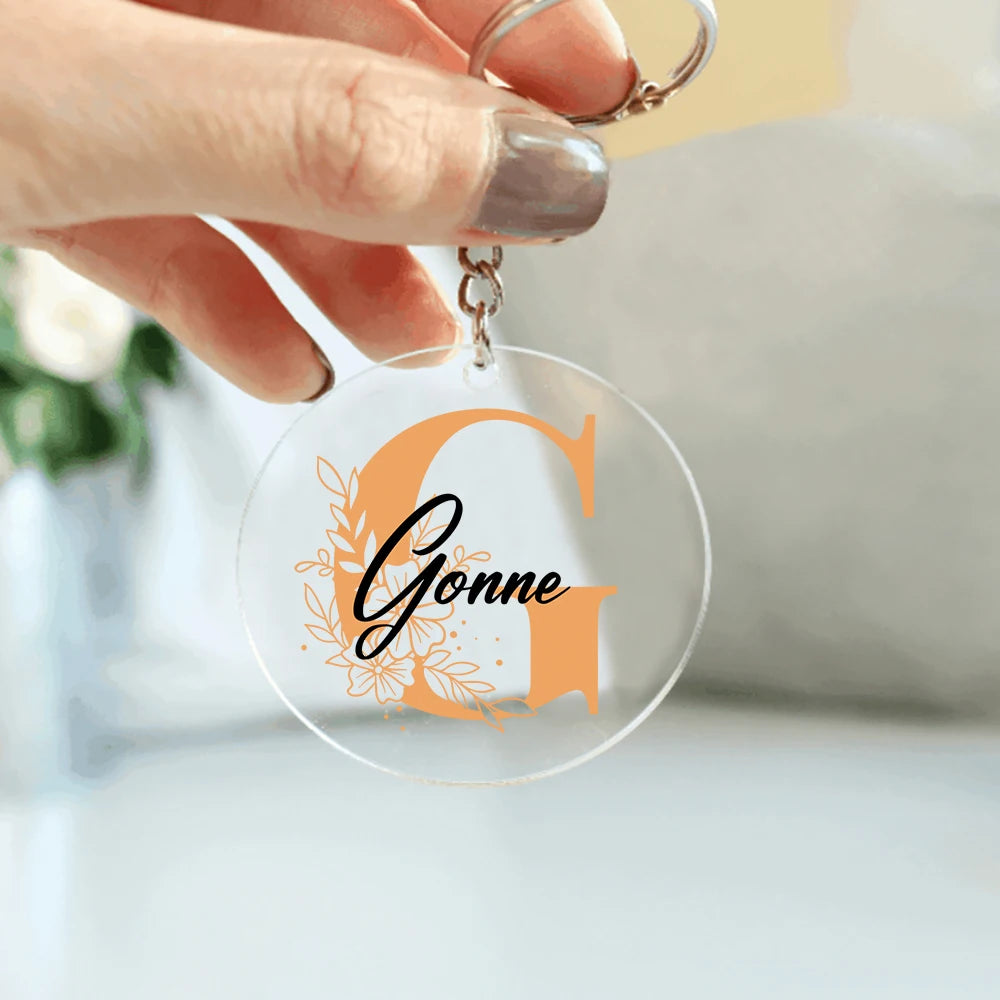 Personalized Monogram Acrylic Keychain – Custom Name Gift
