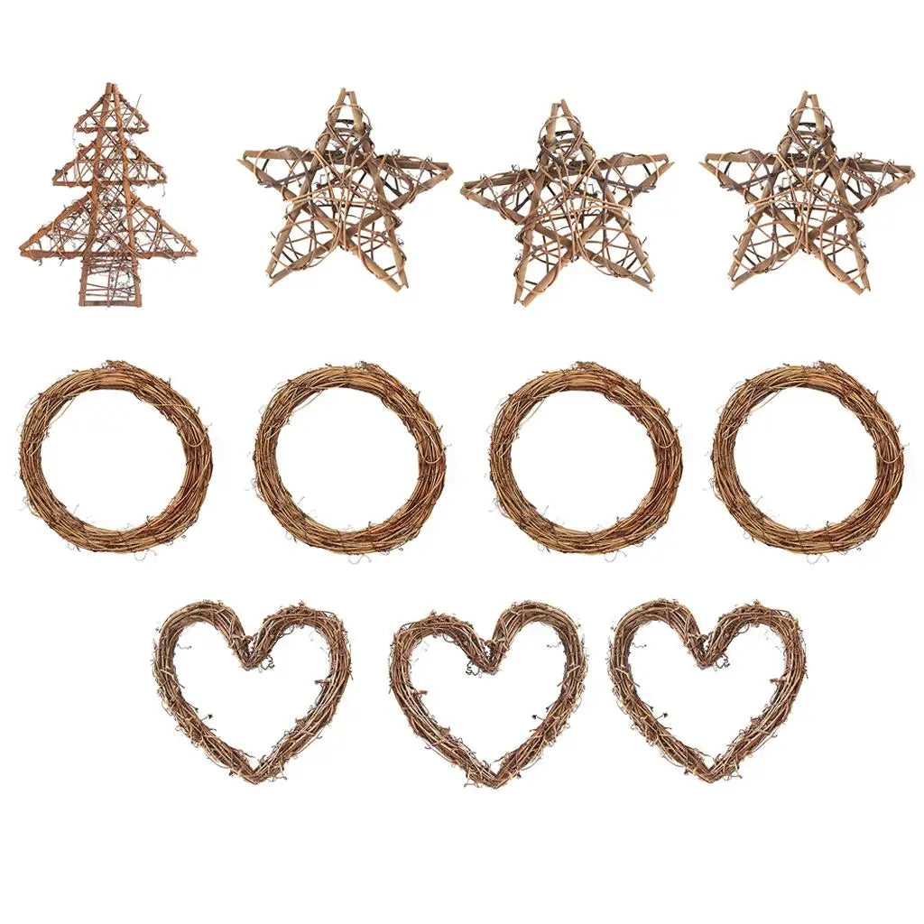 Rattan Grapevine Wreath – Round, Heart & Star DIY Craft Base
