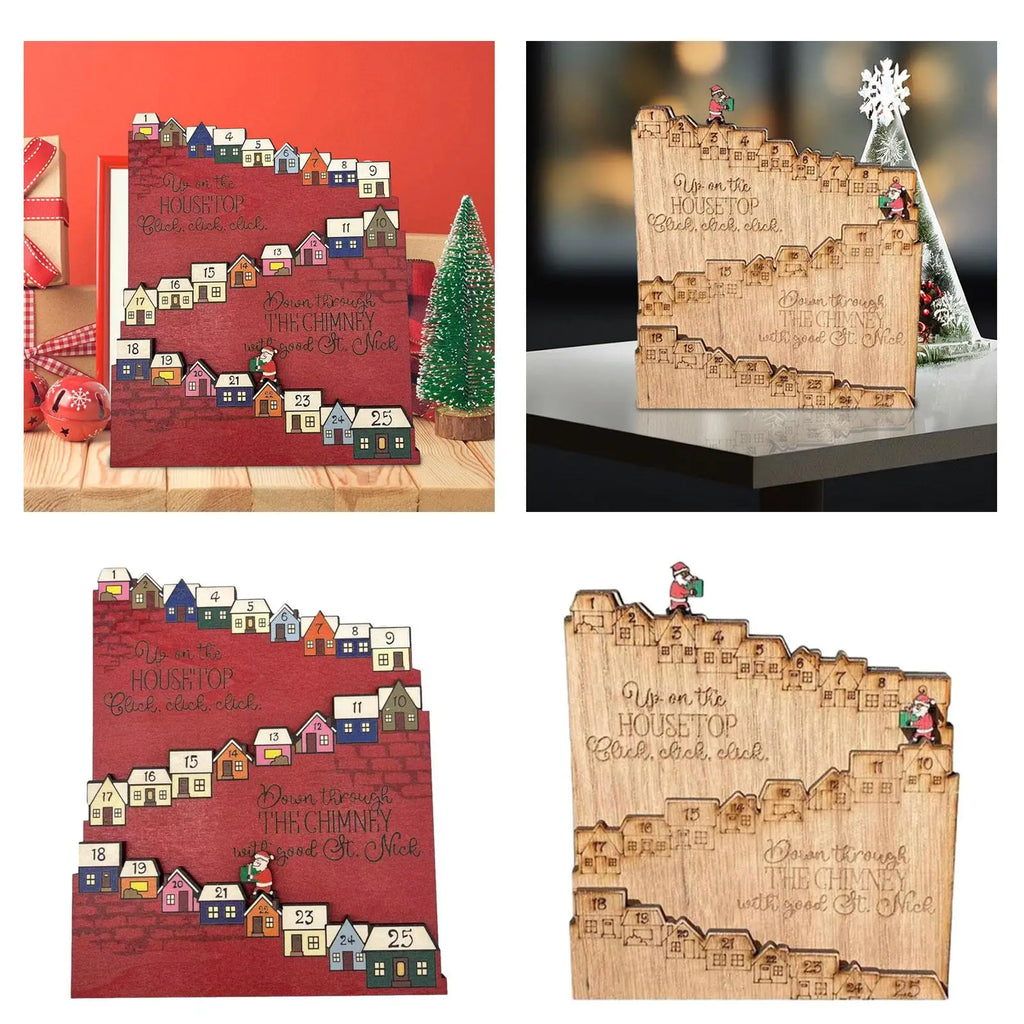 Reusable Wooden Advent Calendar with Santa Figure | Christmas Decor