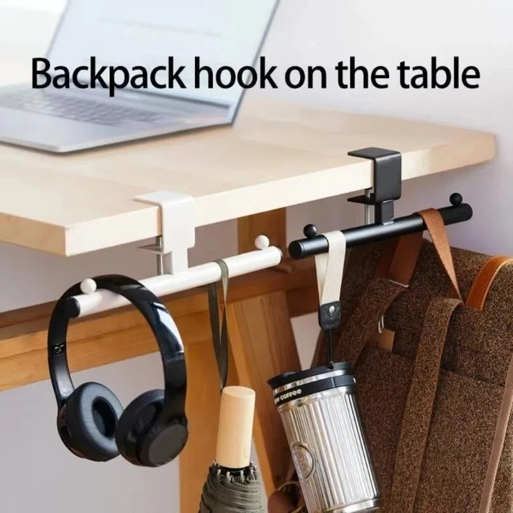 Adjustable No-Drill Desk Hook – Carbon Steel Backpack Holder