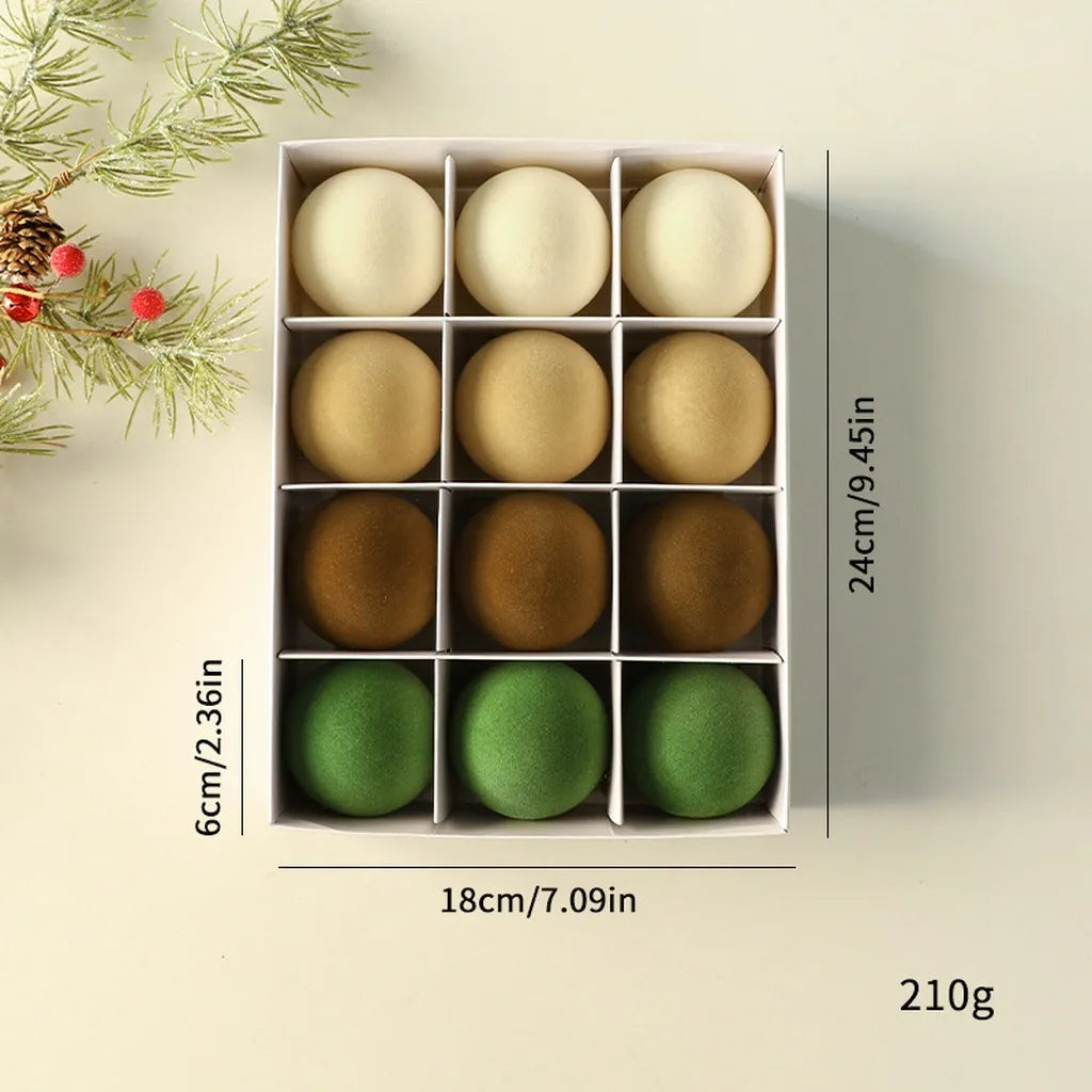 Velvet Flocked Christmas Ball Ornament Set | Tree & Mantel