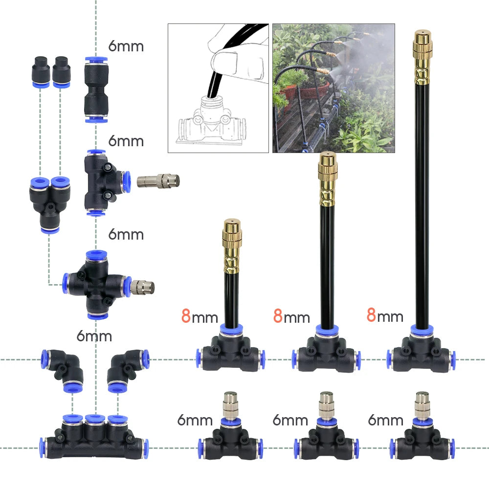 Garden Misting Atomization System – 6mm Hose Connectors