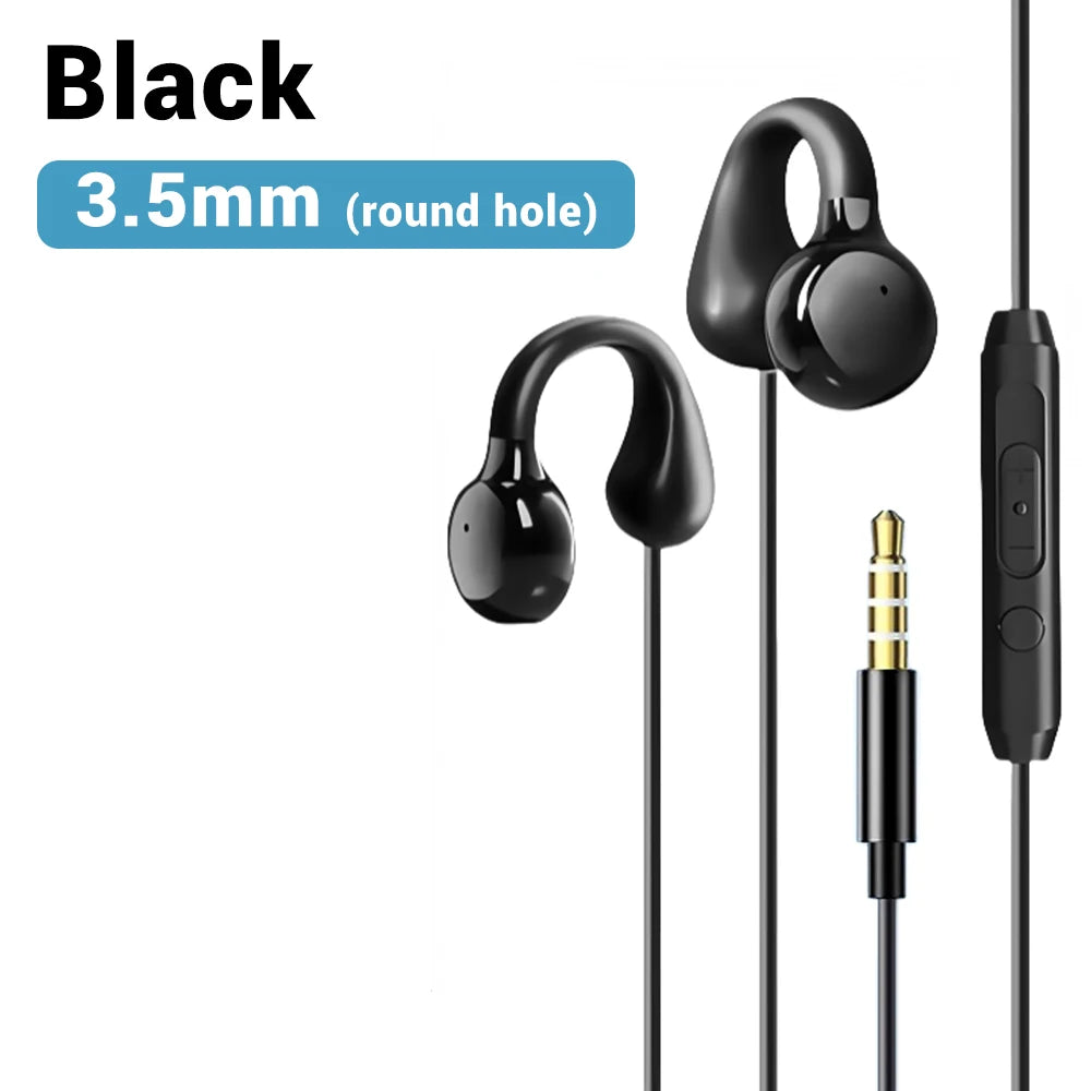 FONKEN Bone Conduction Earclip Wired Earphones with Mic