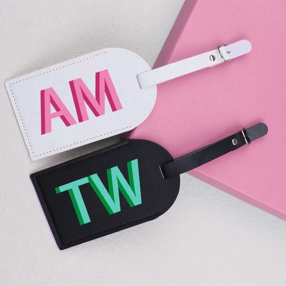 Personalised Monogram PU Leather Luggage Tag – Travel Gift
