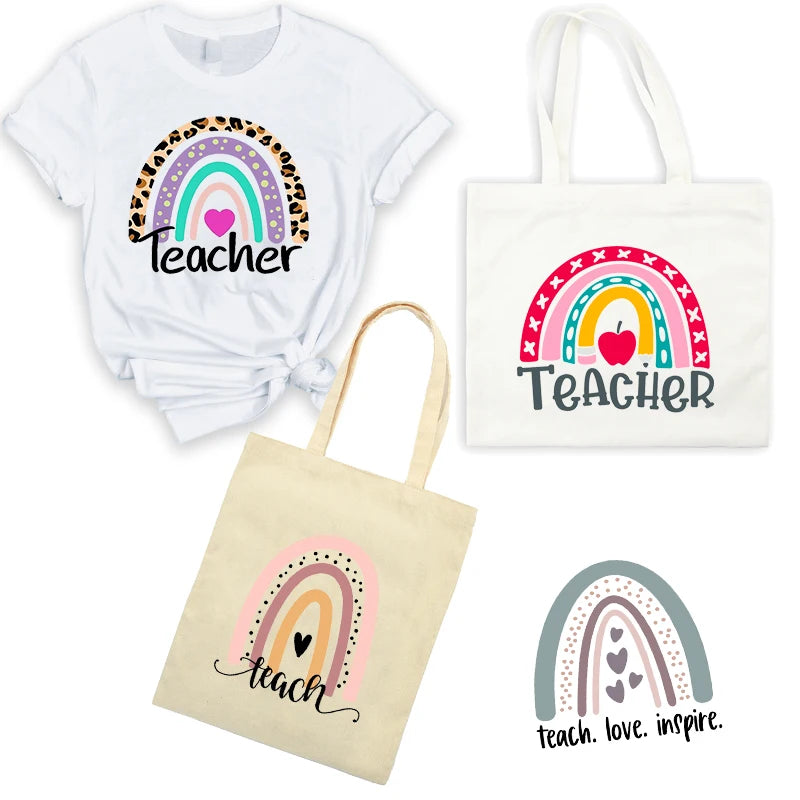 Iron-On Rainbow Teacher Patches – DIY Heat Transfer Appliqué