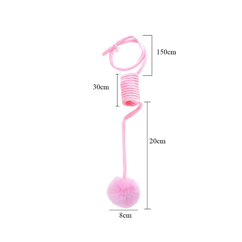 Colorful Spring Cat Toy Ball – Suction Cup Door Hanger
