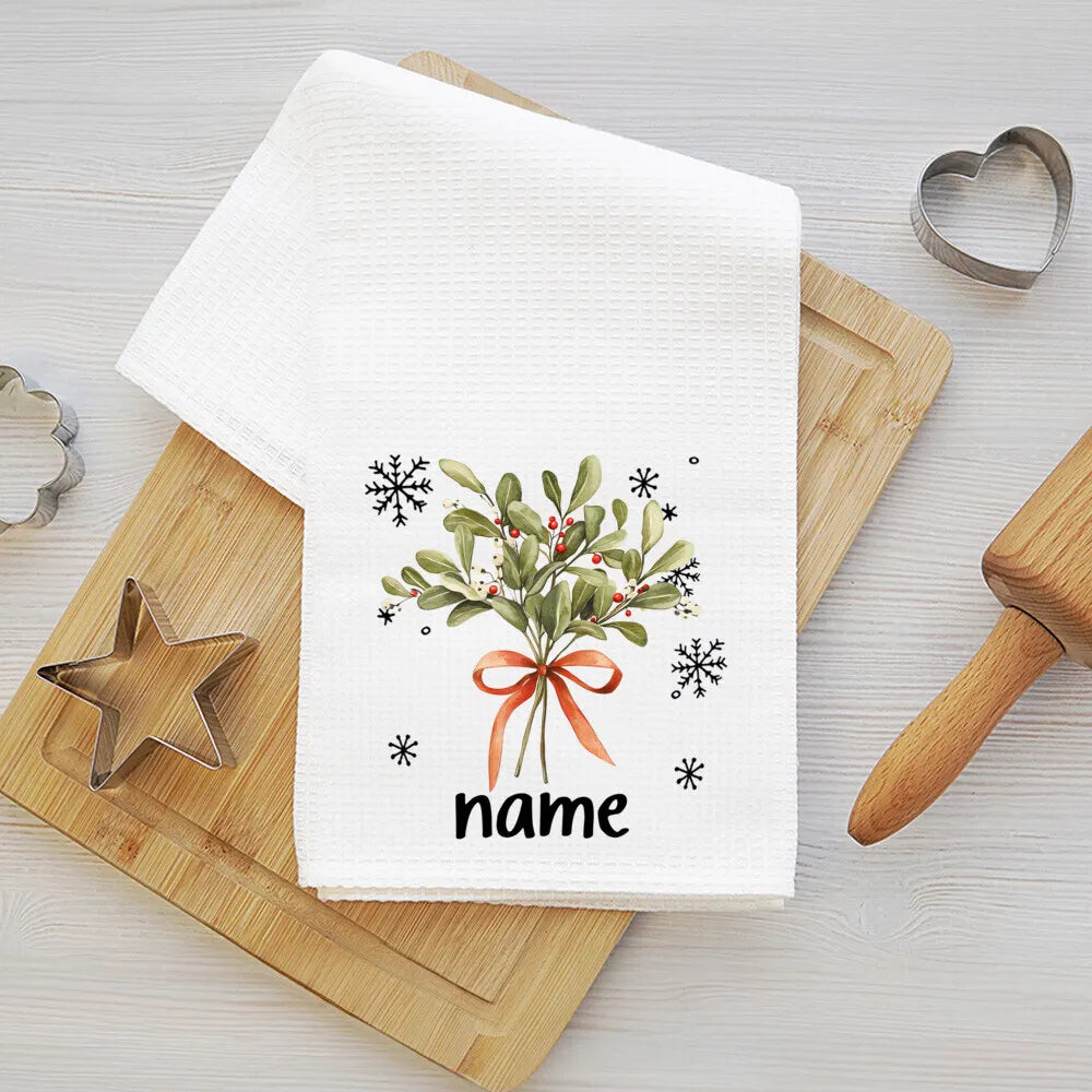 Personalized Christmas Tea Towel – Festive Holiday Kitchen Gift