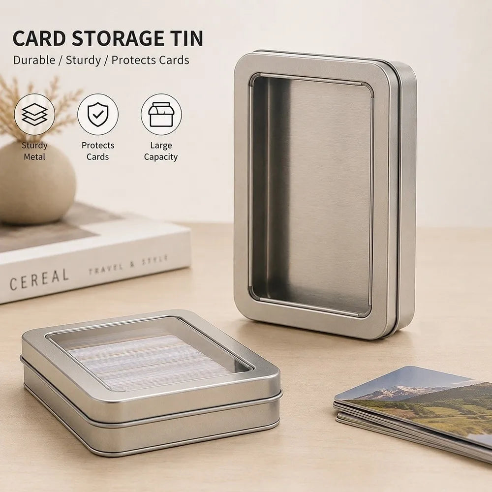 Tinplate Photocard Storage Box – Transparent Dustproof Cover
