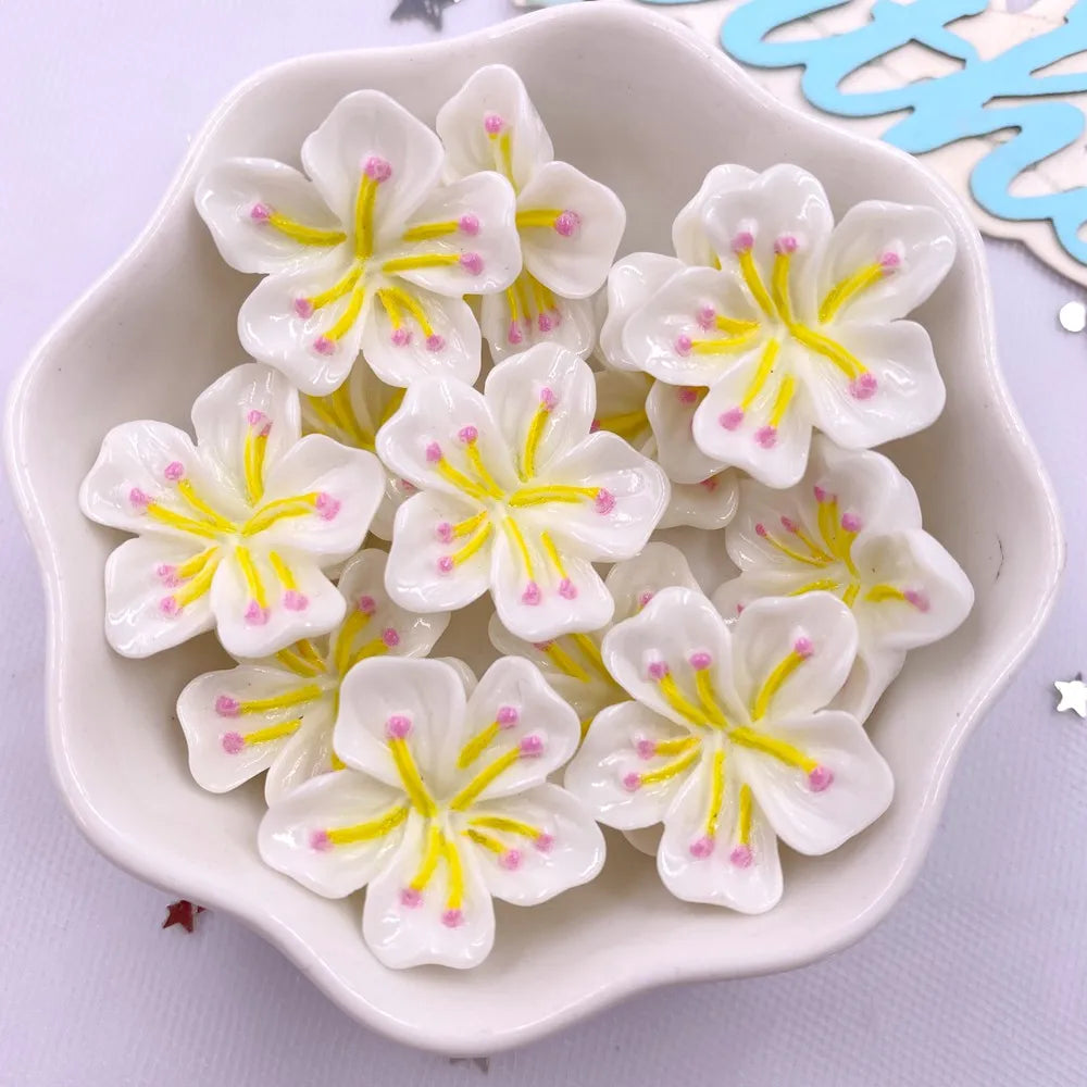 20PCS Kawaii Peach Blossom Resin Flatback Figurines – DIY Crafts