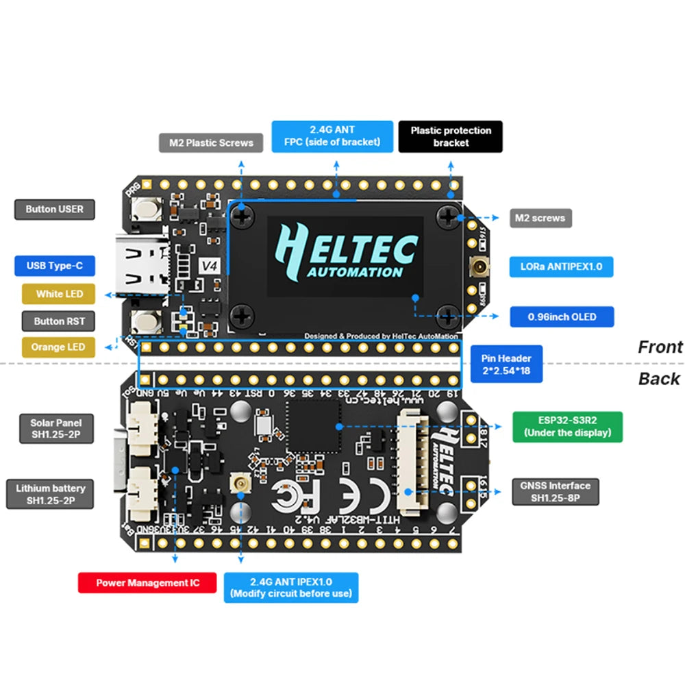WiFi LoRa 32 V4 ESP32-S3R2 IoT Dev Board | 0.96" OLED Display