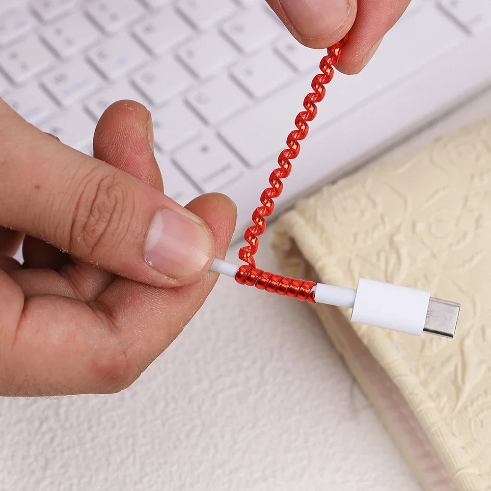 1.4M Spiral Cable Protector & Wire Winder – USB & Earphone